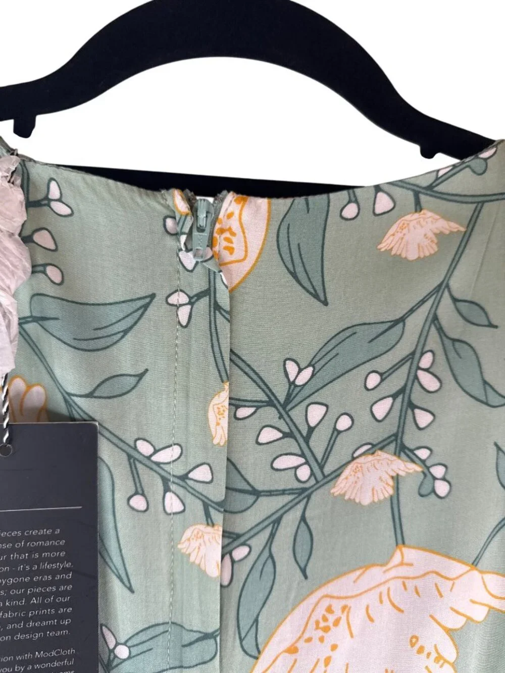 Modcloth X Collectif Size 10 Sage Green Floral Wrap Wide Leg Jumpsuit With Belt - Picture 9 of 10